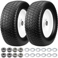 15x6.00-6nhs Lawn Mower Tires Flat Free, 2 Pcs 15x6-6 Tire and Wheel with 3/4" & 5/8" Precision Bearings -1" Bushings & 3" Offset Hub L2658