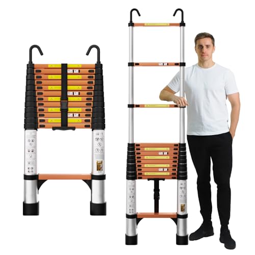 26.2FT Aluminum Telescoping Ladder with Stabilizer Bar I1026