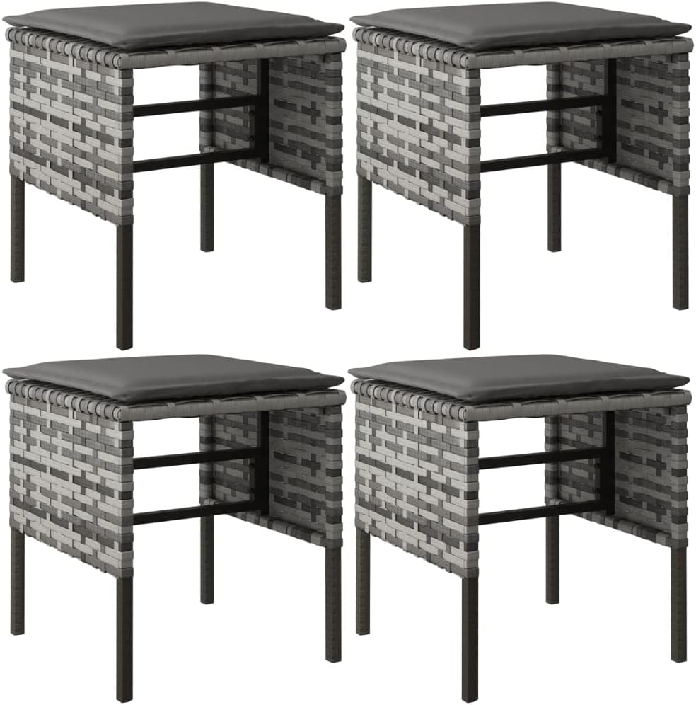 4 pcs Gray Poly Rattan Outdoor Sectional Patio Furniture Set with Cushions Y543162