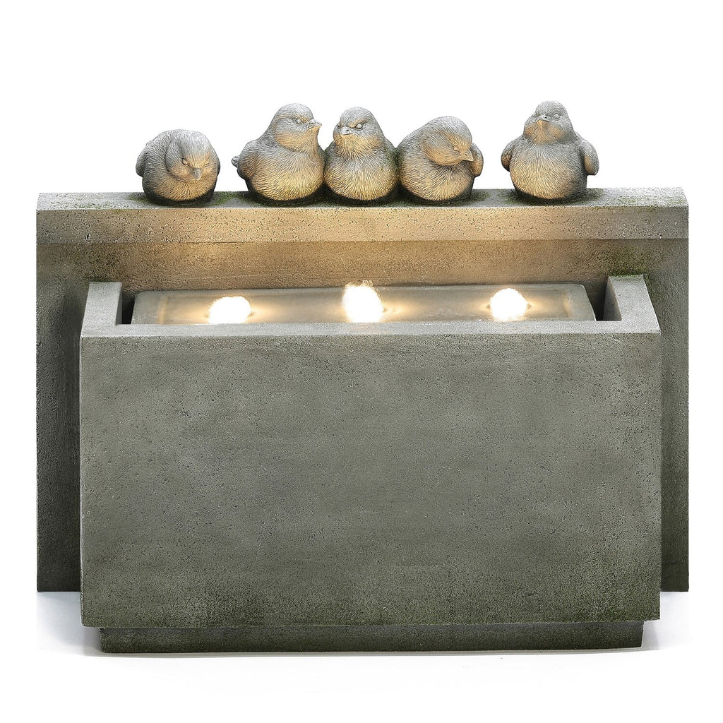 Gray Rectangular Resin Outdoor Bubbler Fountain with Lights S14811