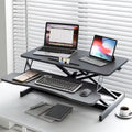 32" Height Adjustable Dual-Layer Standing Desk Converter with Keyboard Tray Y691