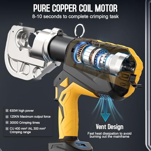 12Ton 6AWG-800MCM Rechargeable Hydraulic Crimping Tool E935850