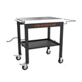 28" Portable Steel Prep Cart with Stainless Steel Top in Black D8156