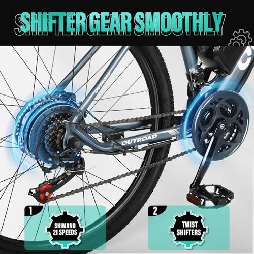 26" Electric Mountain Bike with Removable Battery, 36V 350W Brushless Motor, 21-Speed Gear, Front Fork Suspension A82611