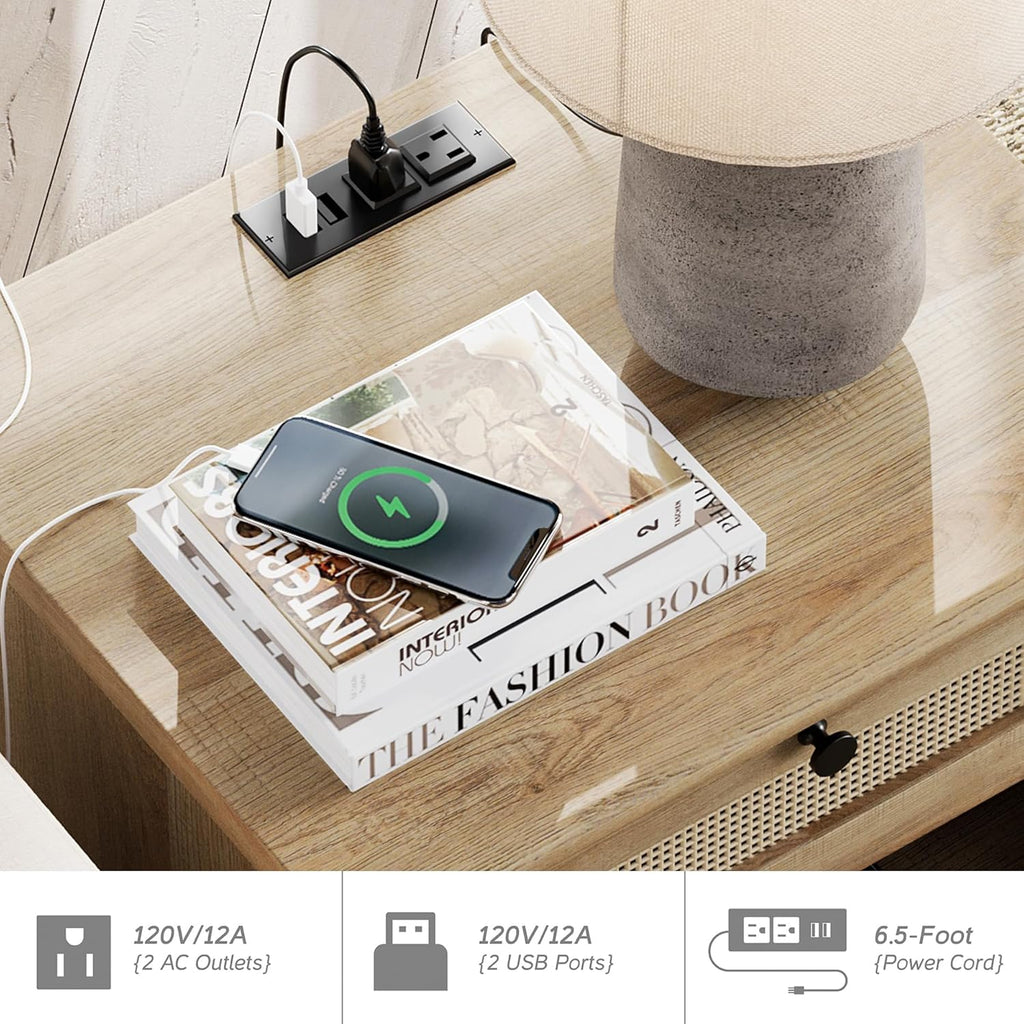 4 Piece Dresser and Nightstand Sets with Charging Station, Oak U308