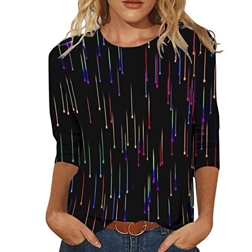 Summer Outfits for Women Casual Fashion Printing Crew Neck Three Quarter Sleeve C40452