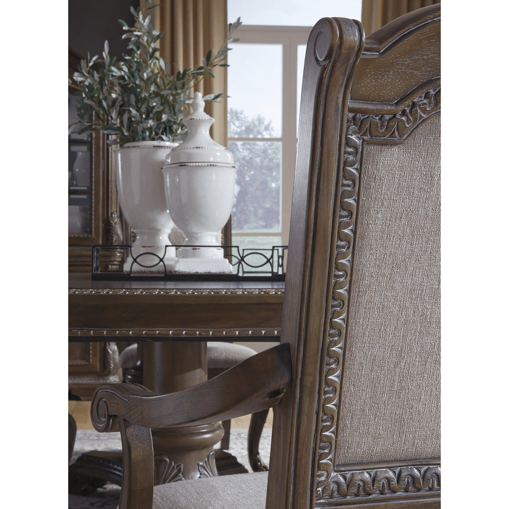 Antique Upholstered Dining Chair, Set of 2, Brown W488822