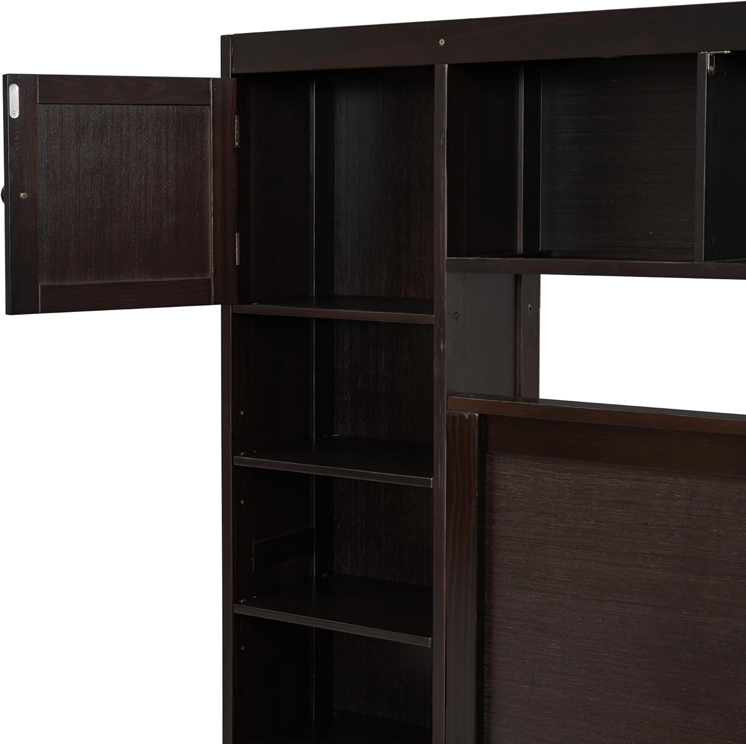 Full Size Wood Storage Bed with Bookcase Headboard and Trundle F681