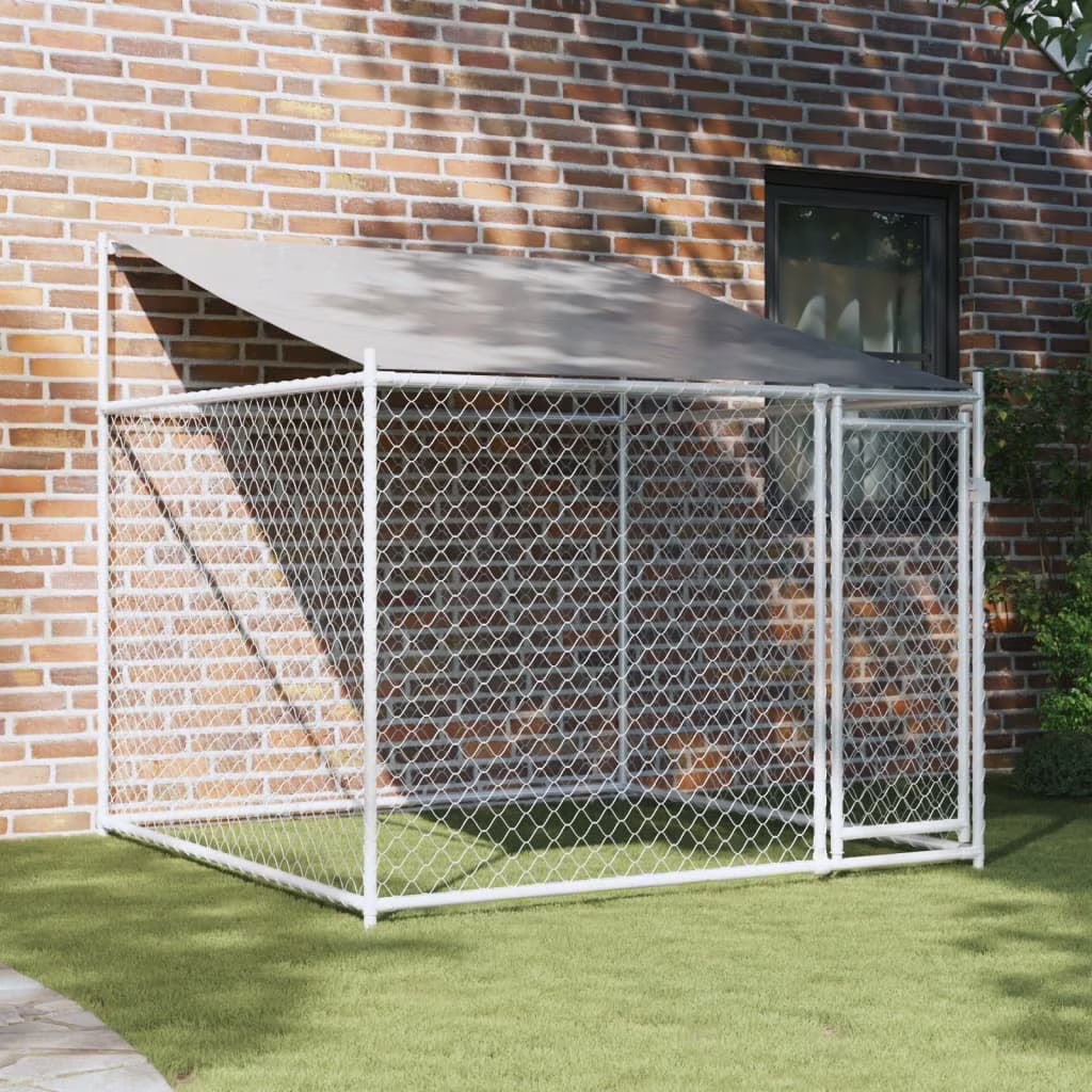 Gray Galvanized Steel Dog Cage 6.6'x6.6'x6.6' X89668