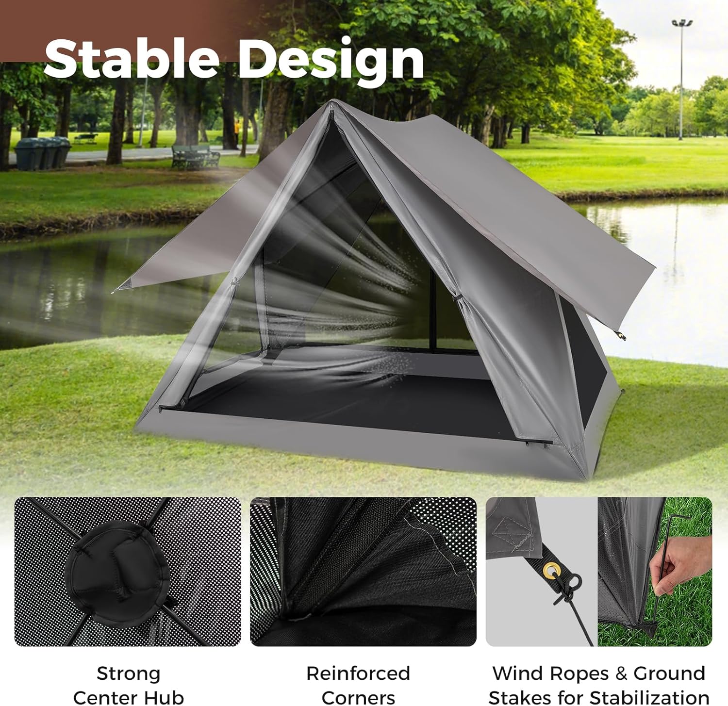 Pop Up Camping Tent for 2-3 Person with Removable Rainfly and Carrying Bag G866846