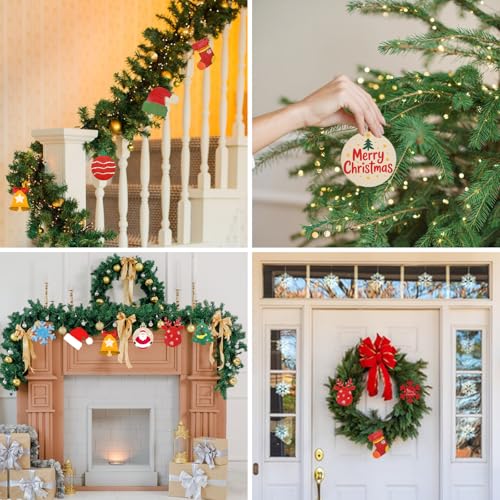 48pcs Wooden Christmas Ornaments Unfinished Paintable Blank Wood Slice L86489