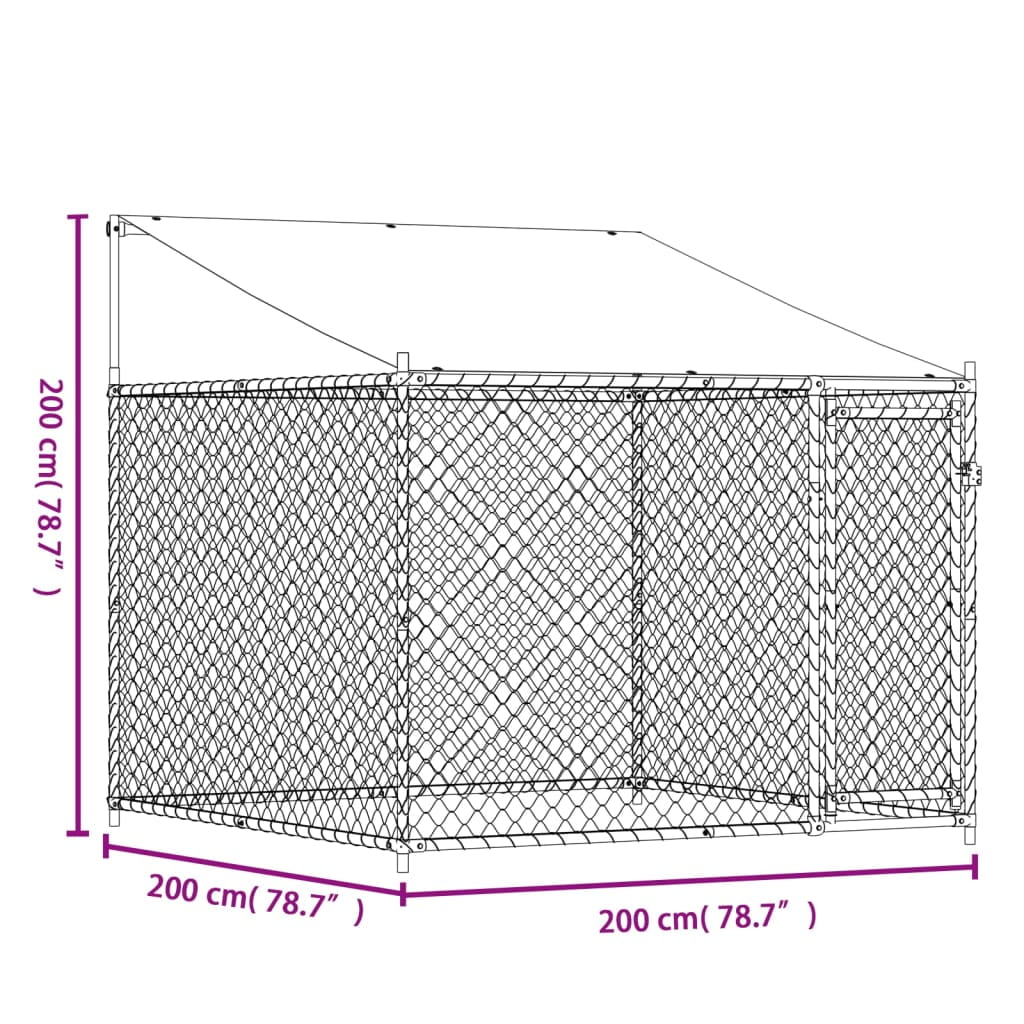 Gray Galvanized Steel Dog Cage 6.6'x6.6'x6.6' X89668
