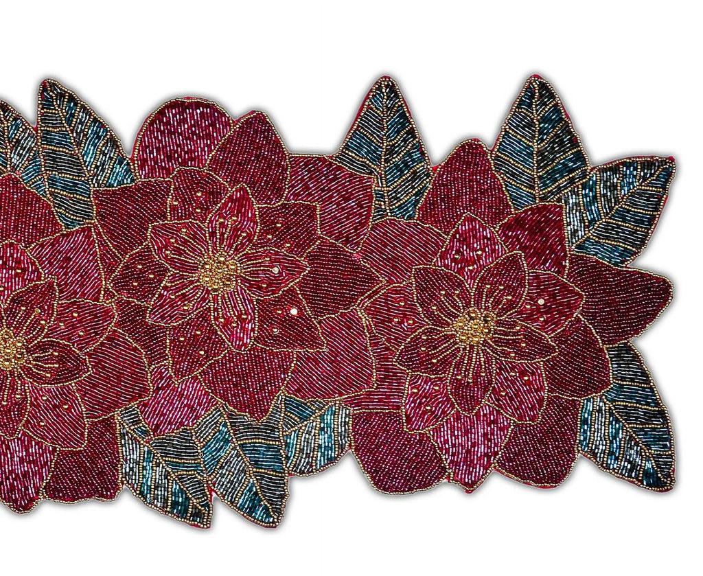 Handmade Beaded Floral Table Runner 13X36 Inch I353867