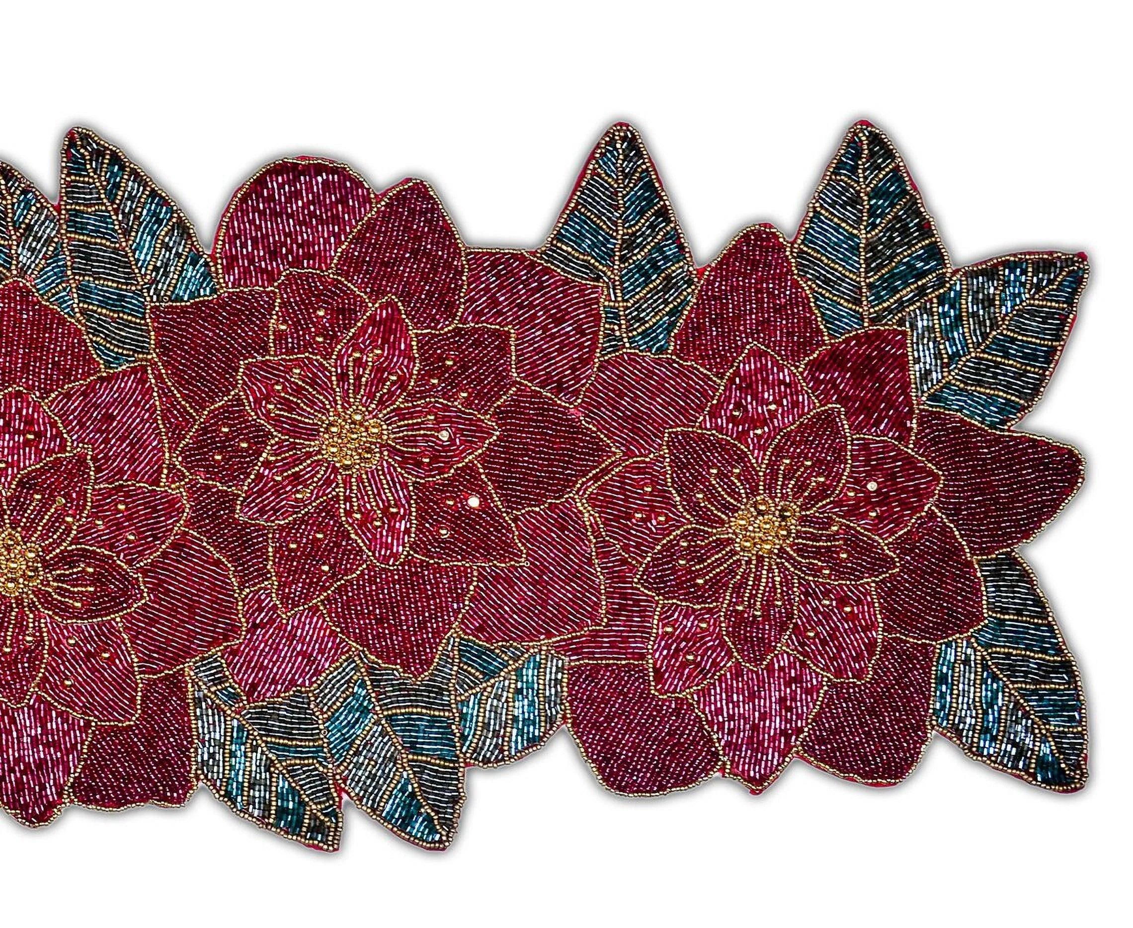 Handmade Beaded Floral Table Runner 13X36 Inch I353867