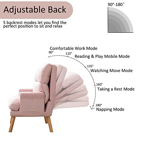 Beige Velvet Accent Chair with Ottoman M4718