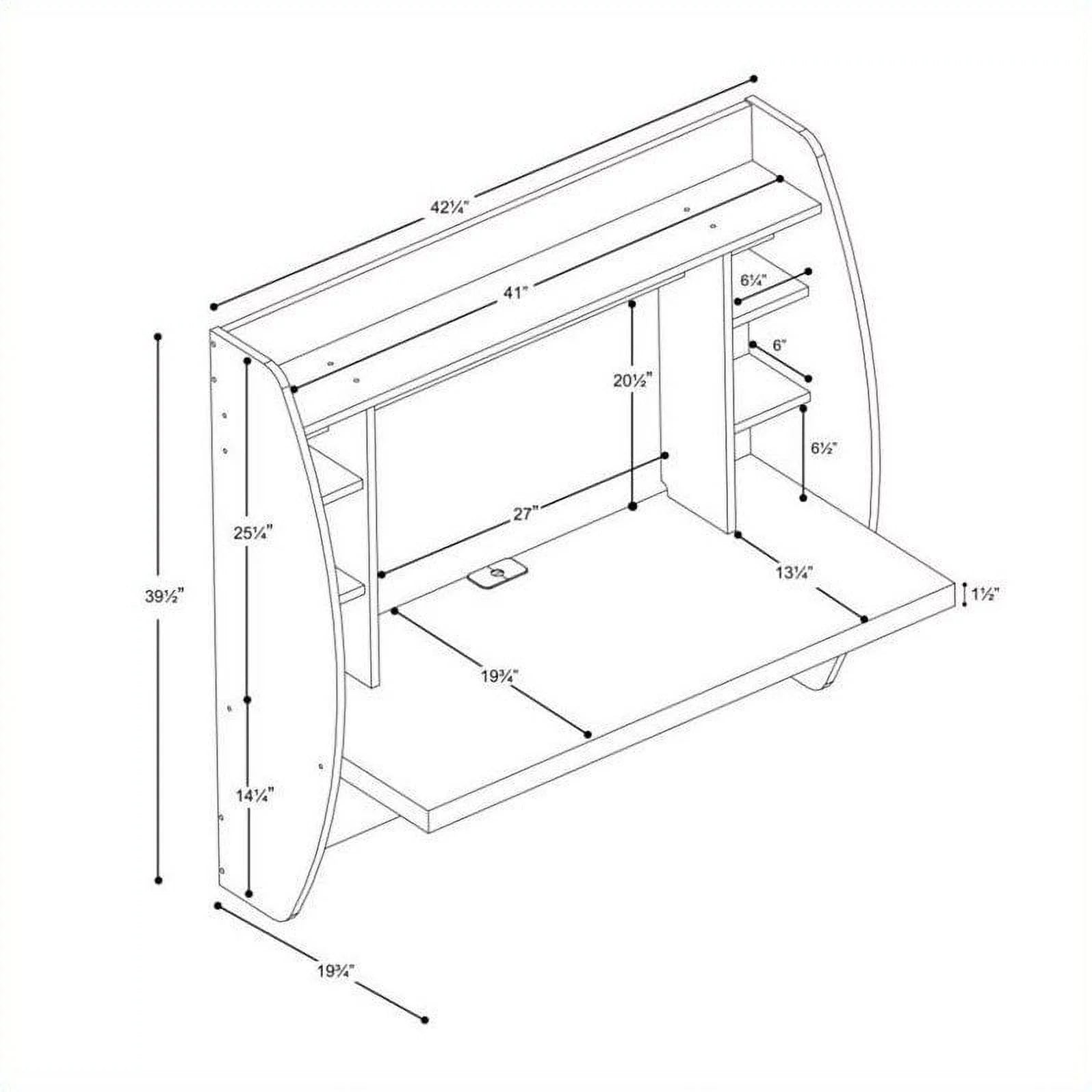 White Wall Mounted Desk with Storage R191