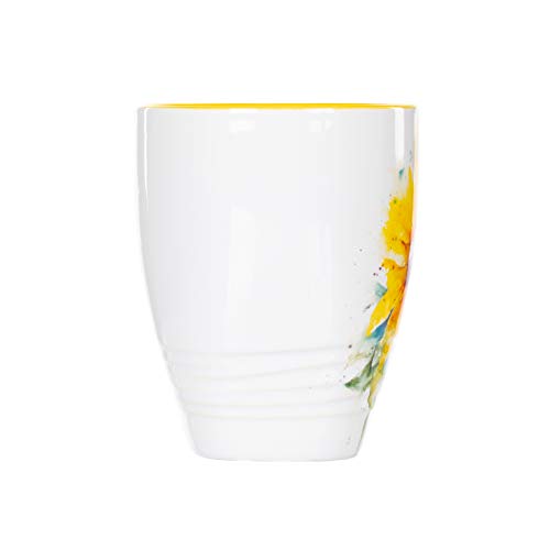 Blue 16 Ounce Glossy Ceramic Stoneware Floral Mug with Handle D446697