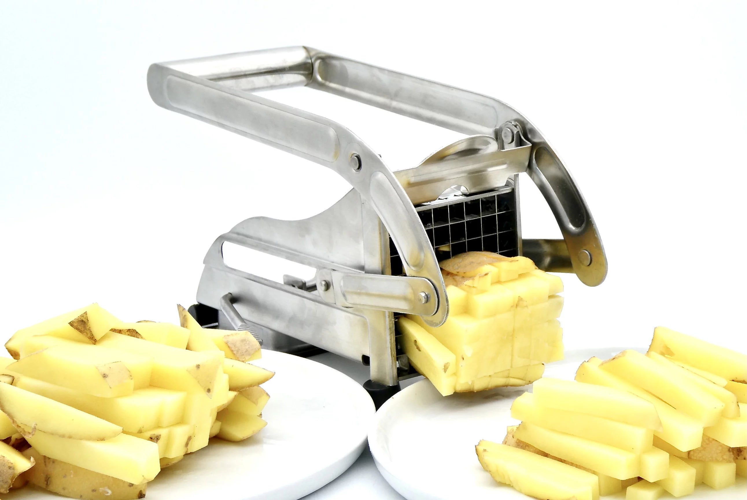 Stainless Steel French Fry Cutter with 1/2 and 1/3-Inch Blades F7095