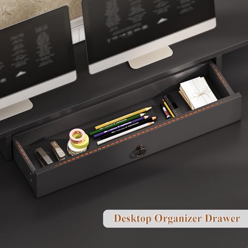 White 63" Wood Desk with File Drawer and Monitor Stand T790