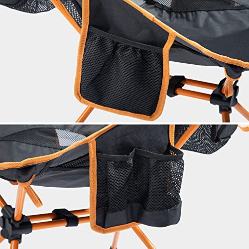 Compact Folding High Back Camping Chair with 2 Side Pockets Black/Gray W65548