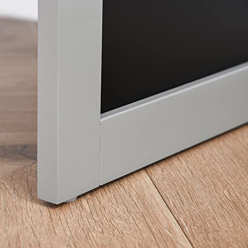 Grey Wall Mount Desk Cabinet with Blackboard and Side Shelf M8497