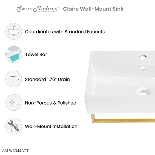 22" Wall-Mount Bathroom Sink with Towel Bar A148
