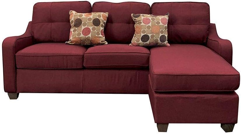 Red Linen Sectional Sofa with 2 Pillows Q82007