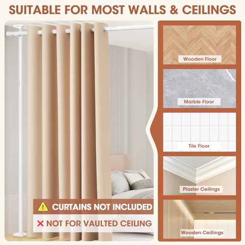 Black Heavy Duty Adjustable Freestanding Tension Curtain Room Divider V274896