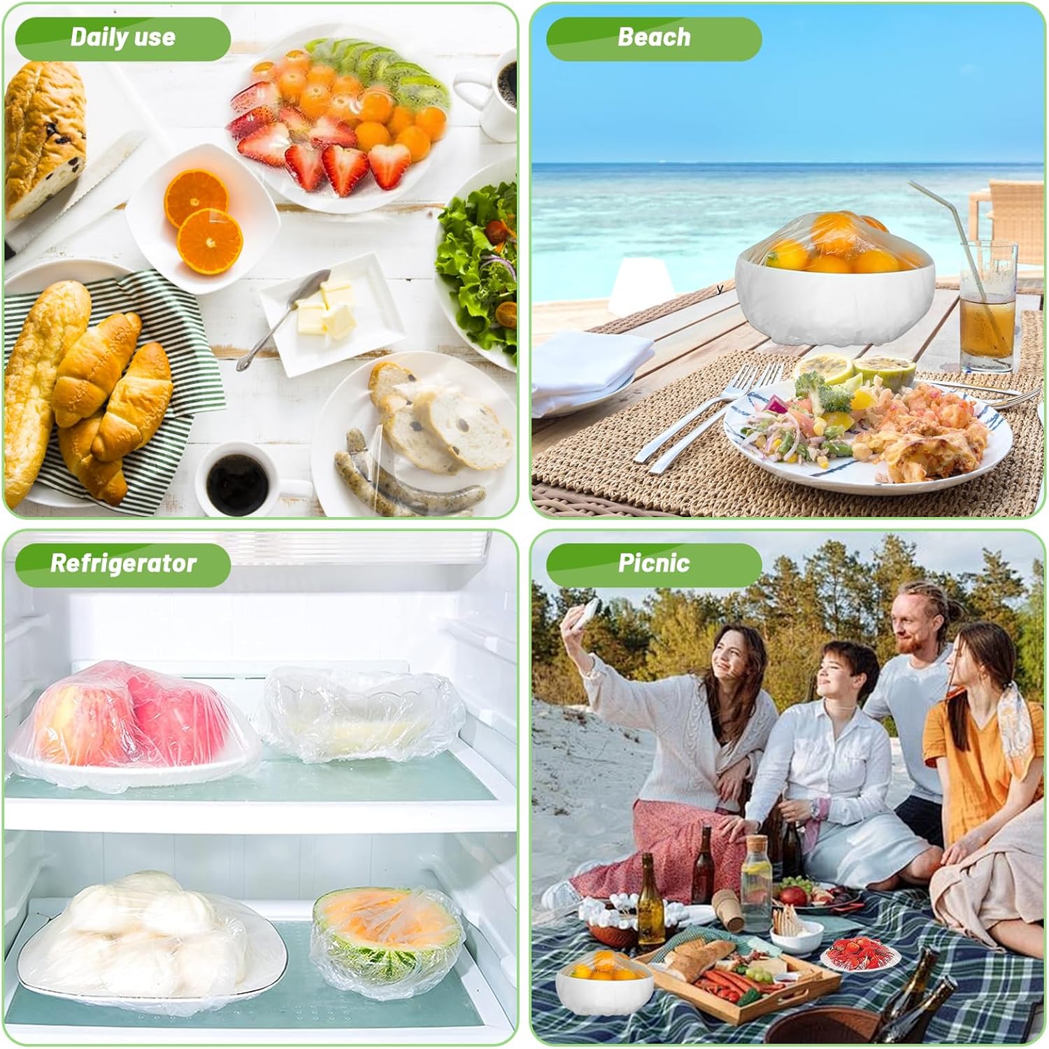 300Pcs Reusable Elastic Food Bowl Storage Covers H8236
