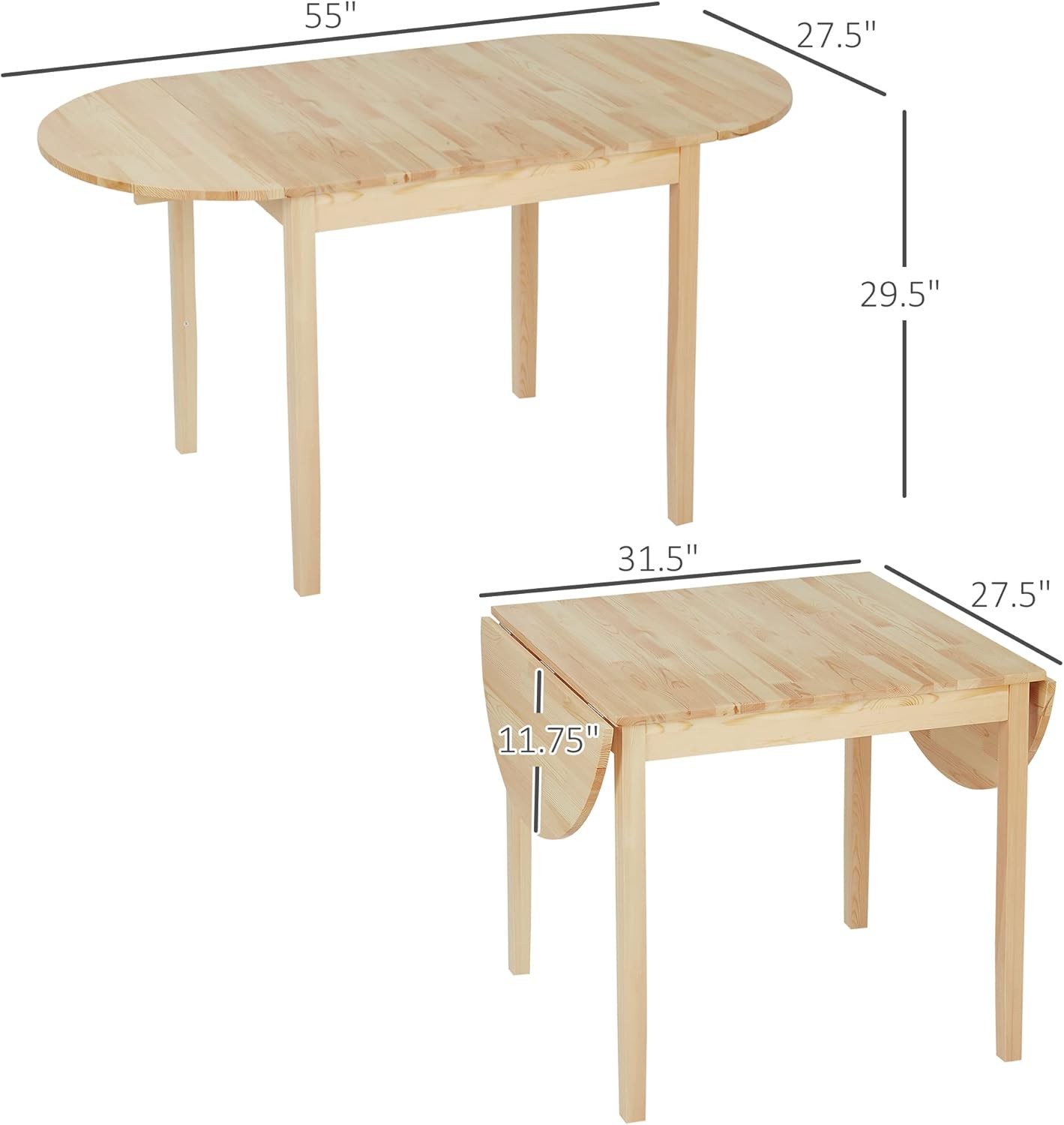 Solid Wood Drop Leaf Dining Table E236