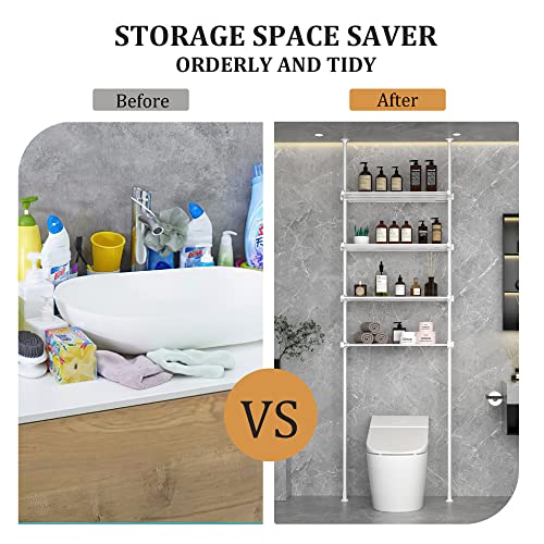White 4 Tier Metal Over The Toilet Storage Shelf U7663