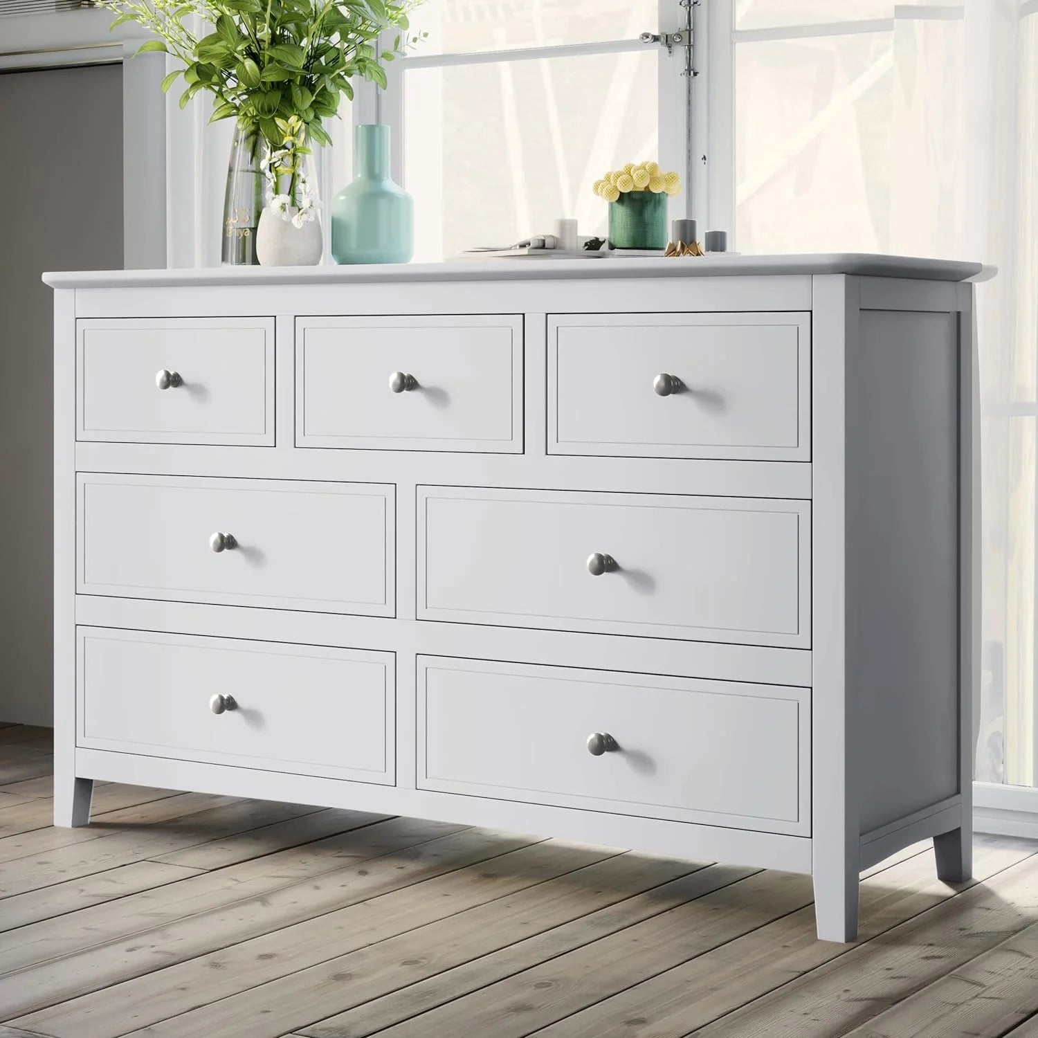 White Queen Size 3 Piece Wood Bedroom Furniture Set W720