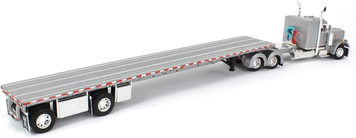 1/64 Silver Peterbilt 359 36" Flattop Sleeper with 53' Wilson Roadbrute Flatbed Trailer T67963