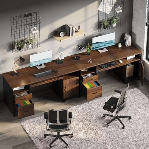 59" Executive Desk with 2 Drawers, Storage Cabinet, File Drawer, Keyboard Tray & 2 Pedestals, Cherry A98044