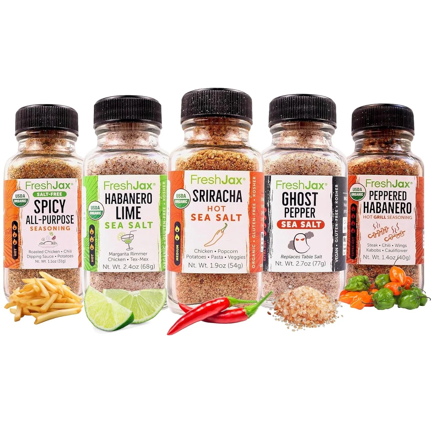 Pack of 5 Organic Hot & Spicy Seasoning Set D1295