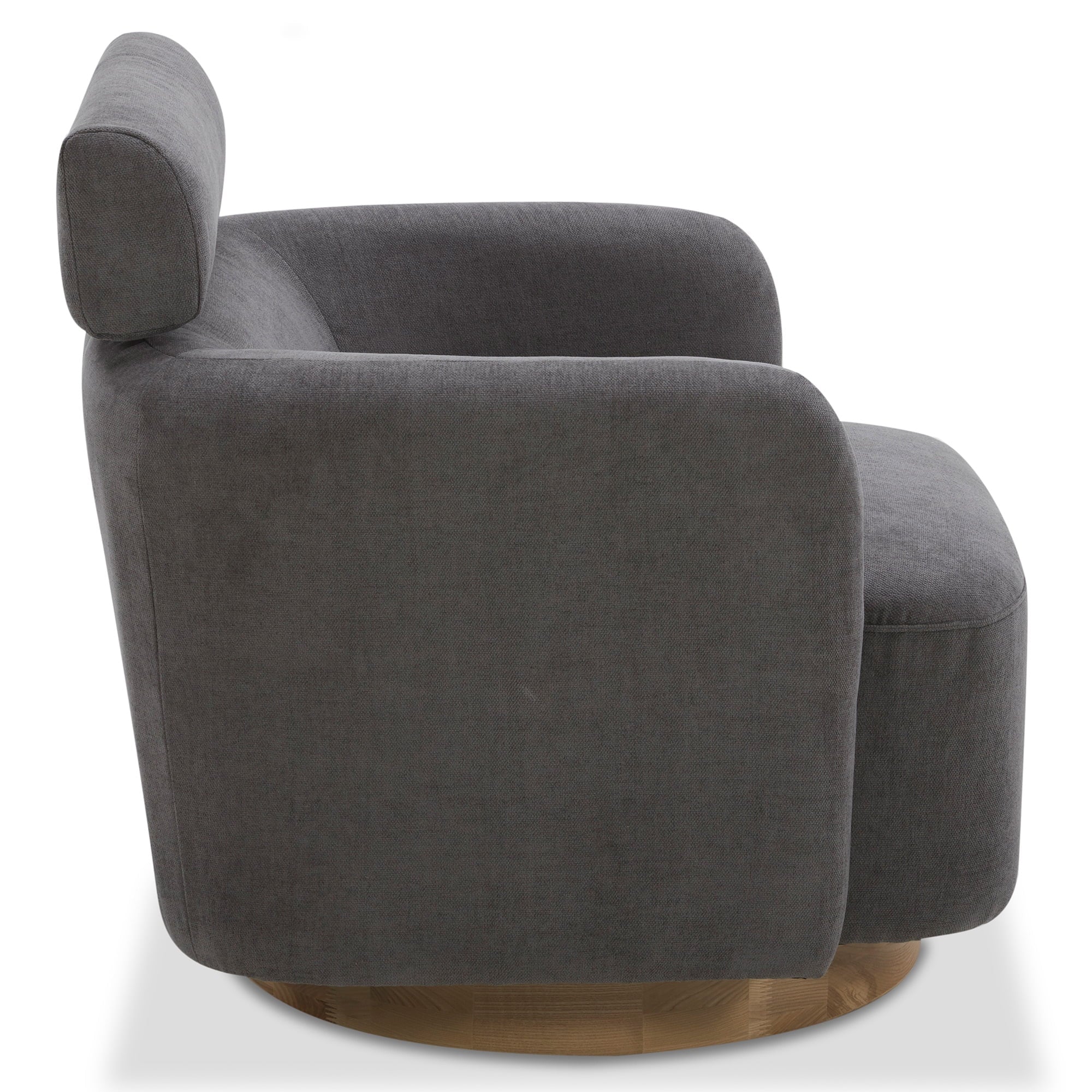 Dark Gray Fabric Swivel Accent Barrel Chairs with Adjustable Backrest C2070