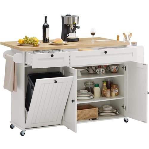 60" Kitchen Island with Power Outlet & Drop Leaf S623889