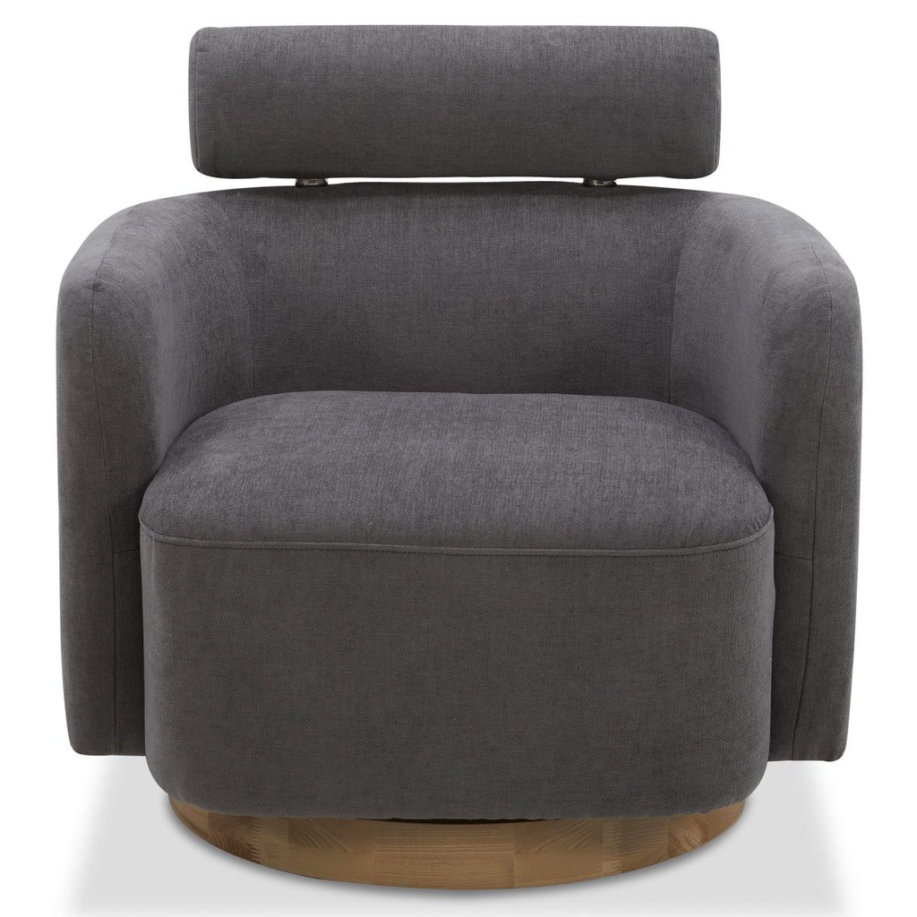 Dark Gray Fabric Swivel Accent Barrel Chairs with Adjustable Backrest C2070