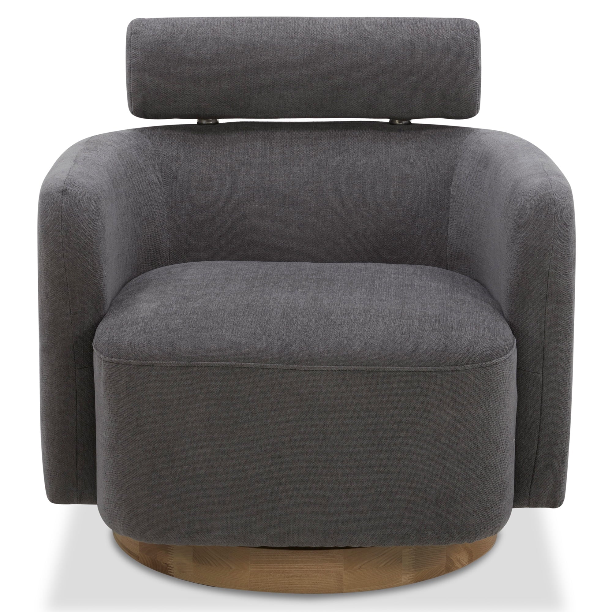 Dark Gray Fabric Swivel Accent Barrel Chairs with Adjustable Backrest C2070