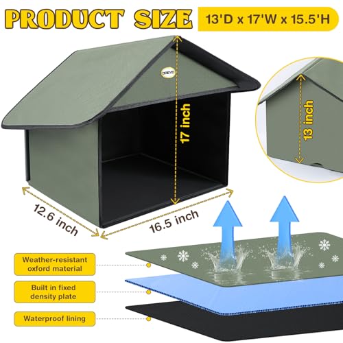 Outdoor Cat Feeding Station, Weatherproof, 13”d x 17”w x 15.5'h (Dusty Blue) U148