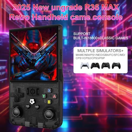 Retro Handheld Game Console, 4-inch IPS Screen, 64GB TF Card, Black J16861