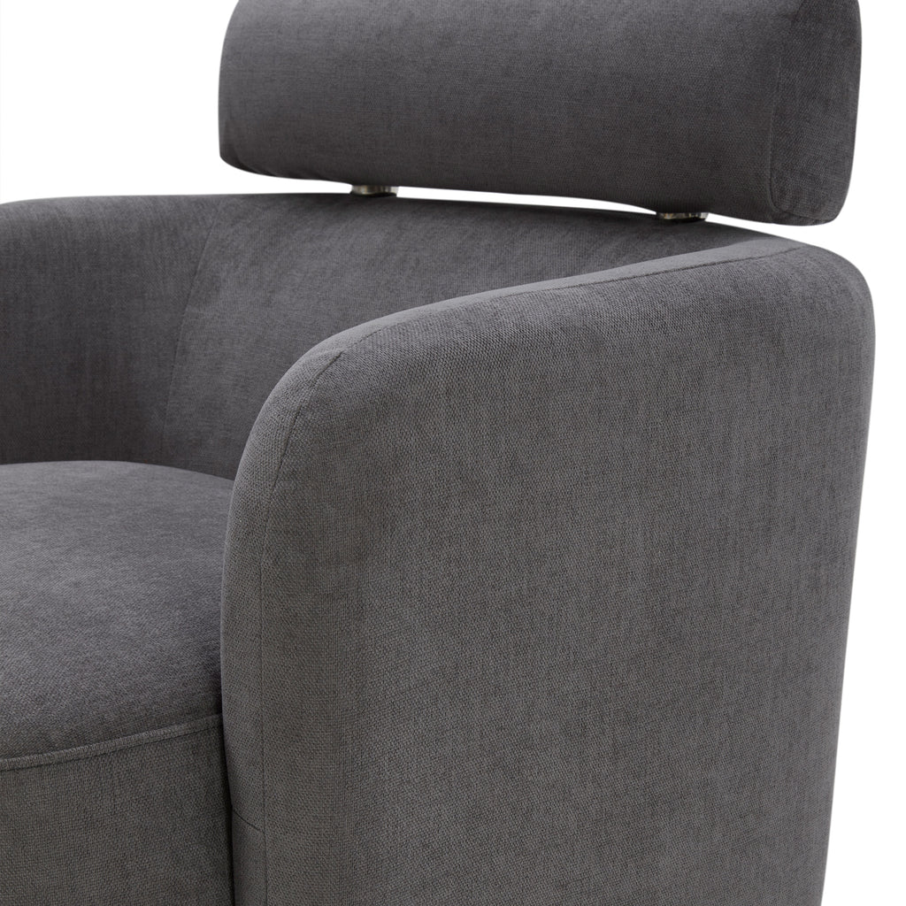 Dark Gray Fabric Swivel Accent Barrel Chairs with Adjustable Backrest C2070