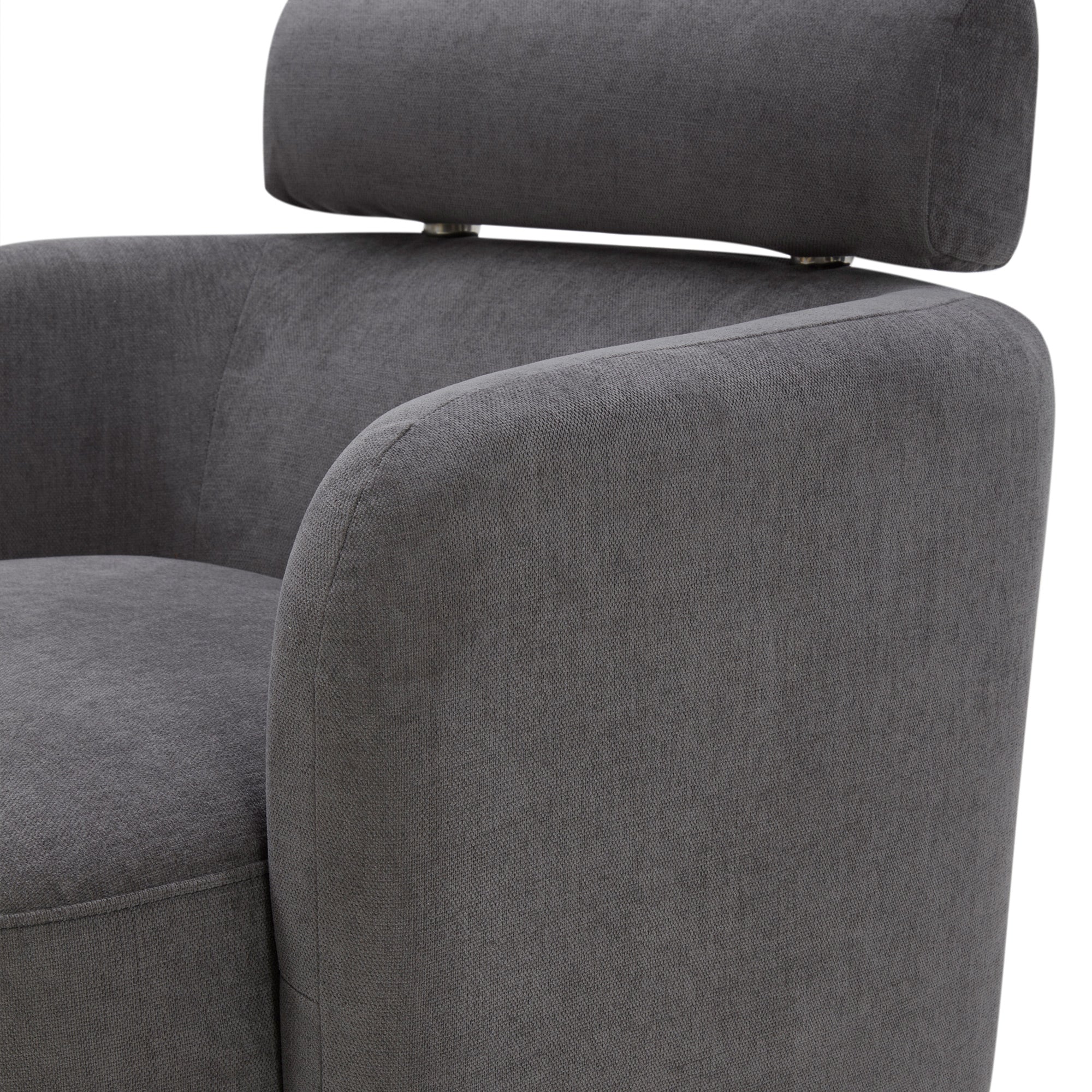 Dark Gray Fabric Swivel Accent Barrel Chairs with Adjustable Backrest C2070