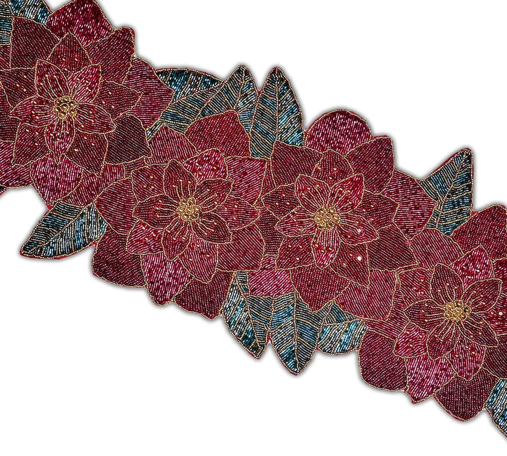 Handmade Beaded Floral Table Runner 13X36 Inch I353867