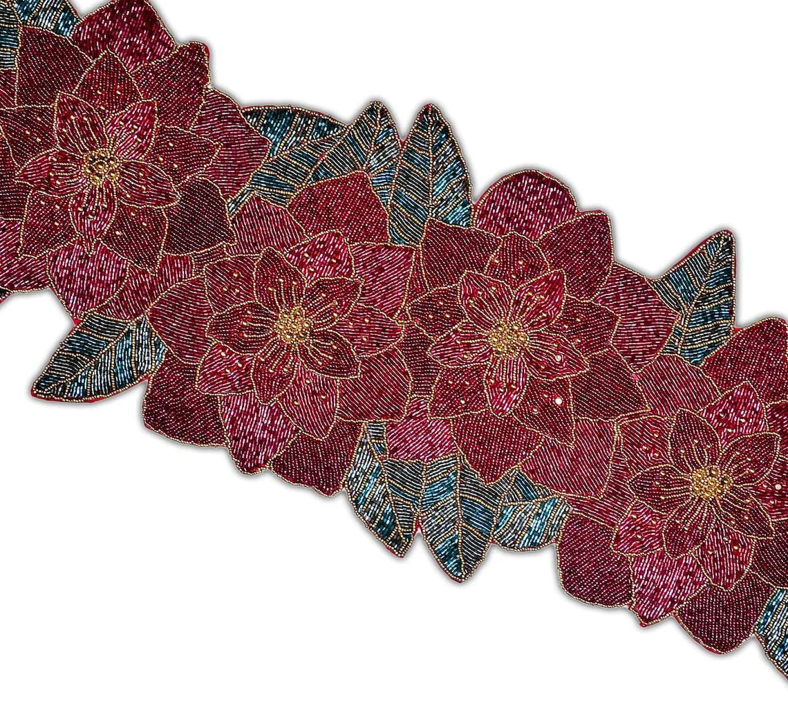 Handmade Beaded Floral Table Runner 13X36 Inch I353867