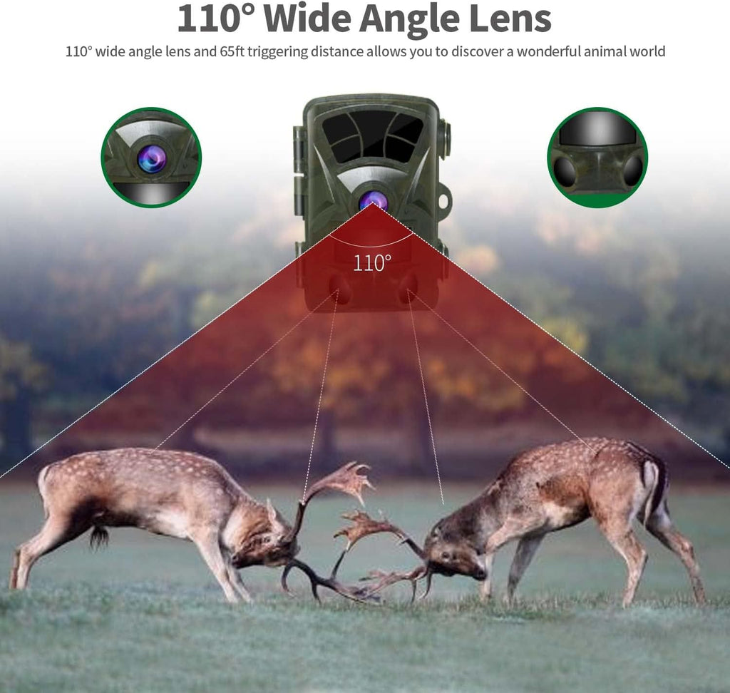 4K 32MP Trail Camera with Night Vision 65ft 110° Wide Angle U173497