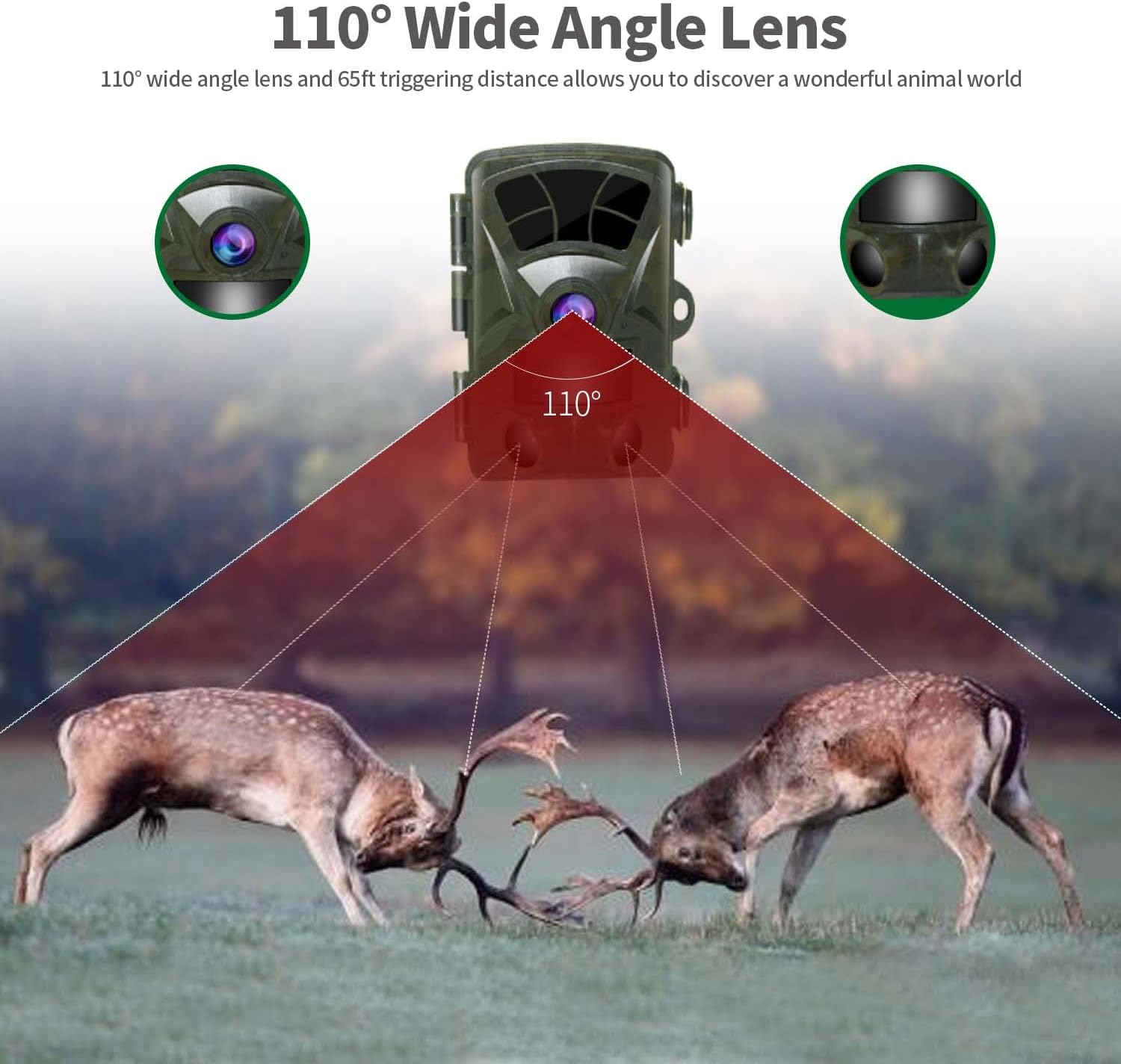 4K 32MP Trail Camera with Night Vision 65ft 110° Wide Angle U173497