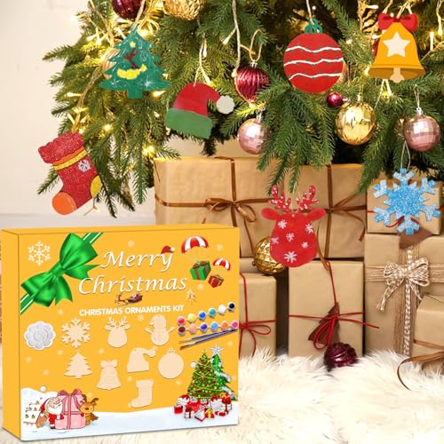 48pcs Wooden Christmas Ornaments Unfinished Paintable Blank Wood Slice L86489