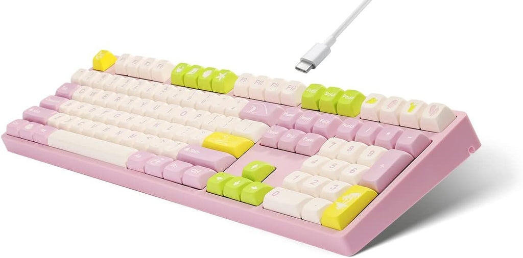 Wired 108 Keys Mechanical Gaming Keyboard with Macaron Theme Keycaps E235438