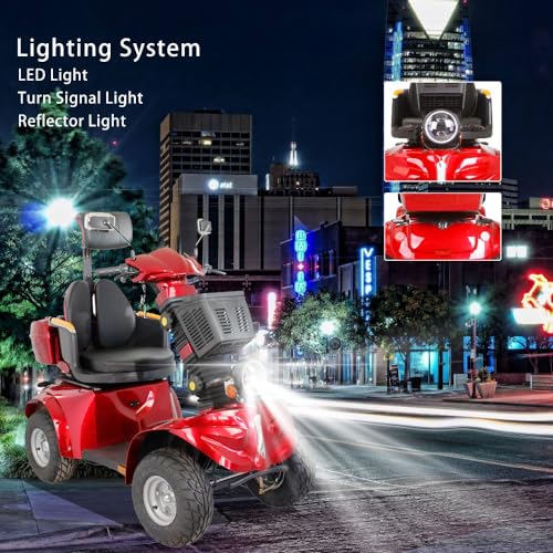 Red 1000W 4 Wheel Mobility Scooter with Adjustable Seat G619